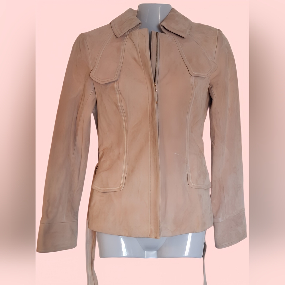 Etcetera Beige Suede Jacket with Belt - Size 0
